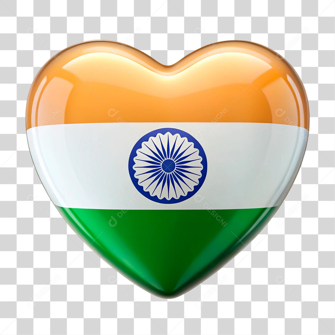 Coração nas Cores da Bandeira da Índia PNG Transparente