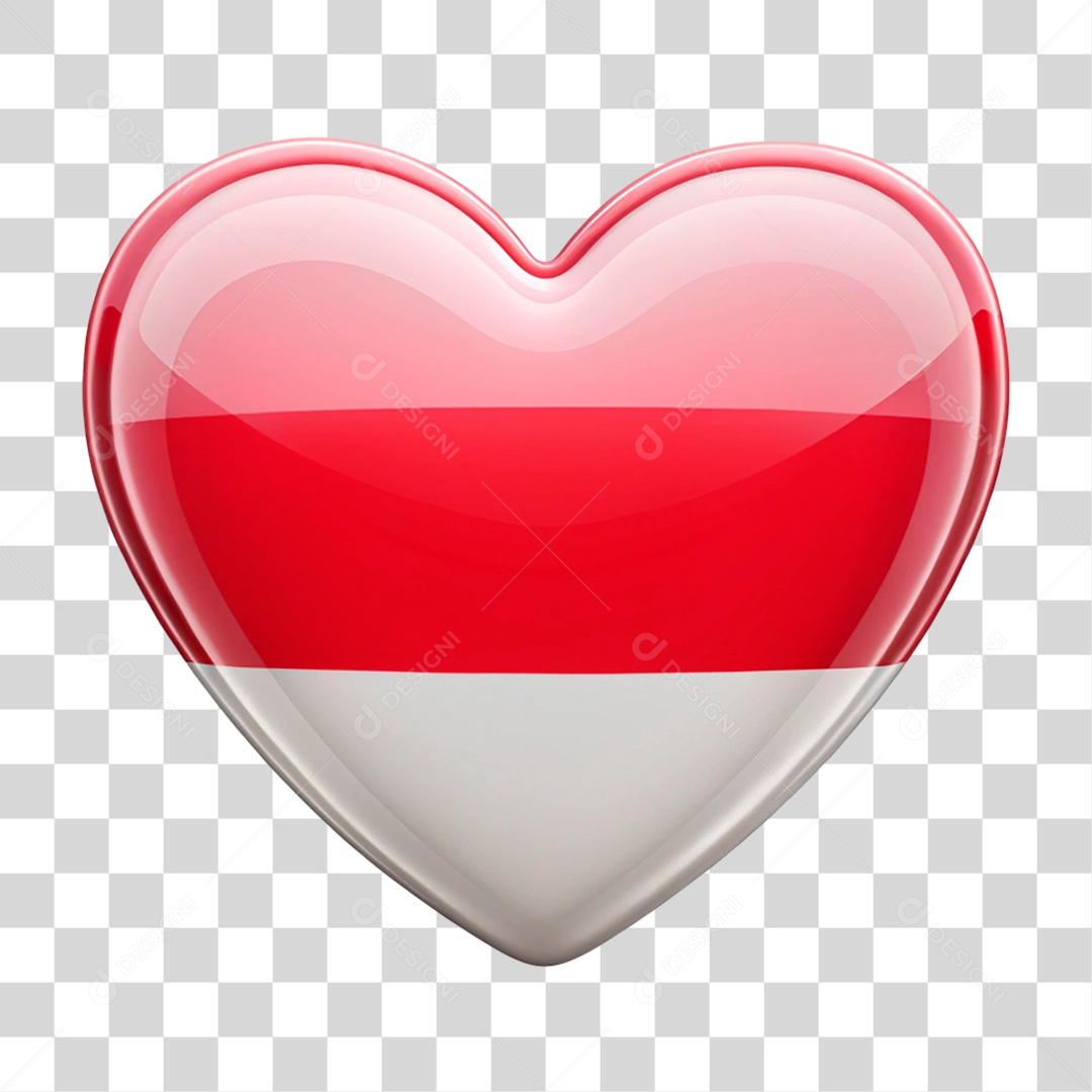 Coração nas Cores da Bandeira da Indonésia PNG Transparente