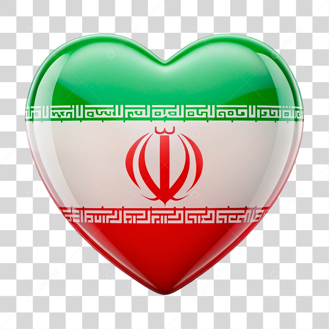 Coração nas Cores da Bandeira do Irão PNG Transparente