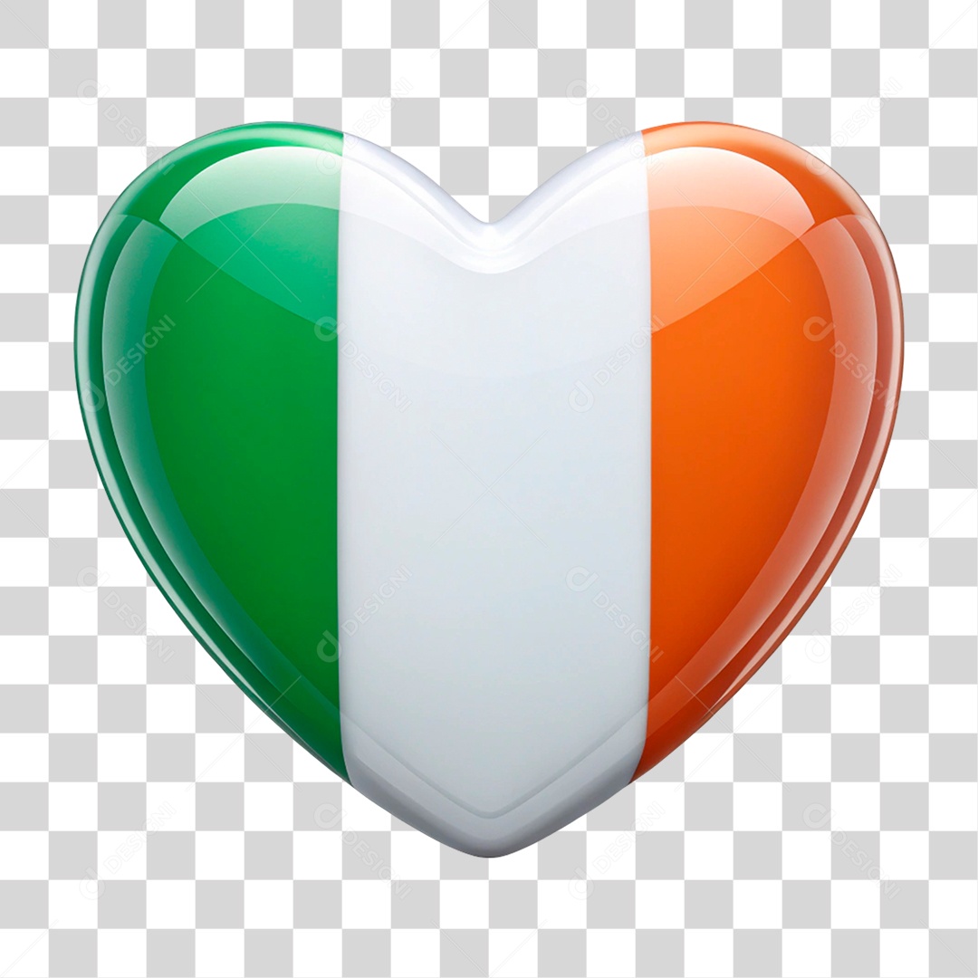 Coração Nas Cores da Bandeira da Irlanda PNG Transparente