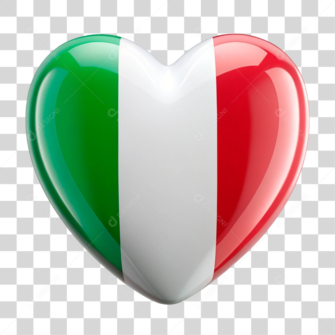 Coração Nas Cores da Bandeira da Itália PNG Transparente