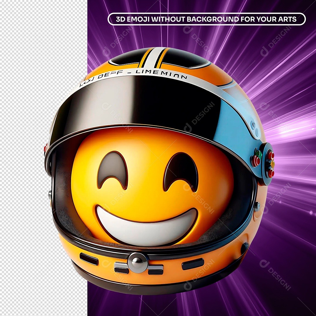 Elemento 3D Emoji de Capacete Feliz e Sorridente para Composição PSD