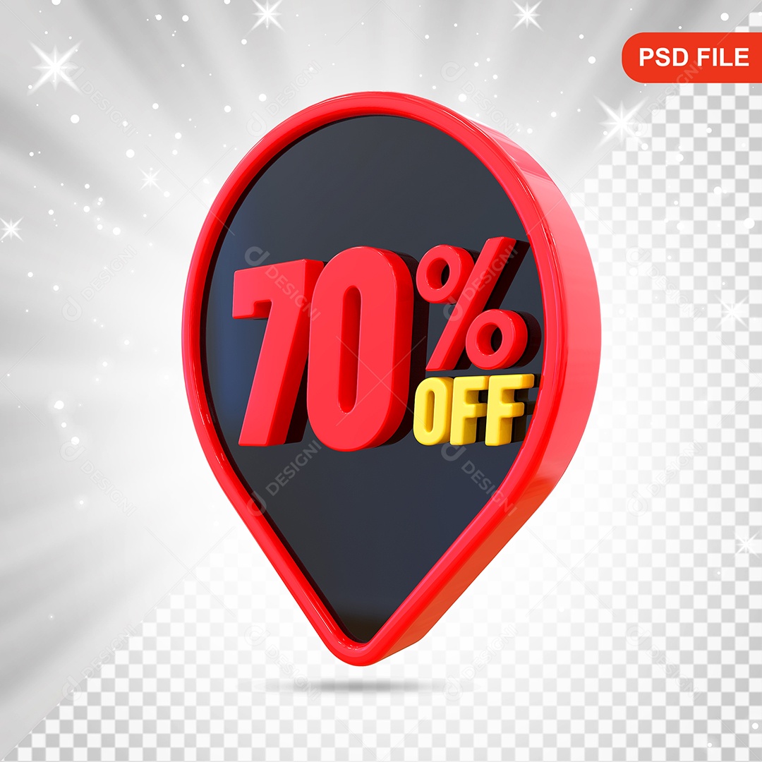Desconto 70% Colorido Elemento 3D Para Composição PSD