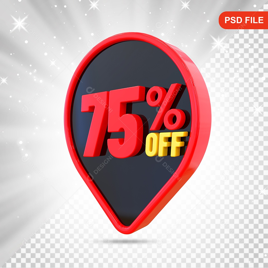 Desconto 75% Colorido Elemento 3D Para Composição PSD
