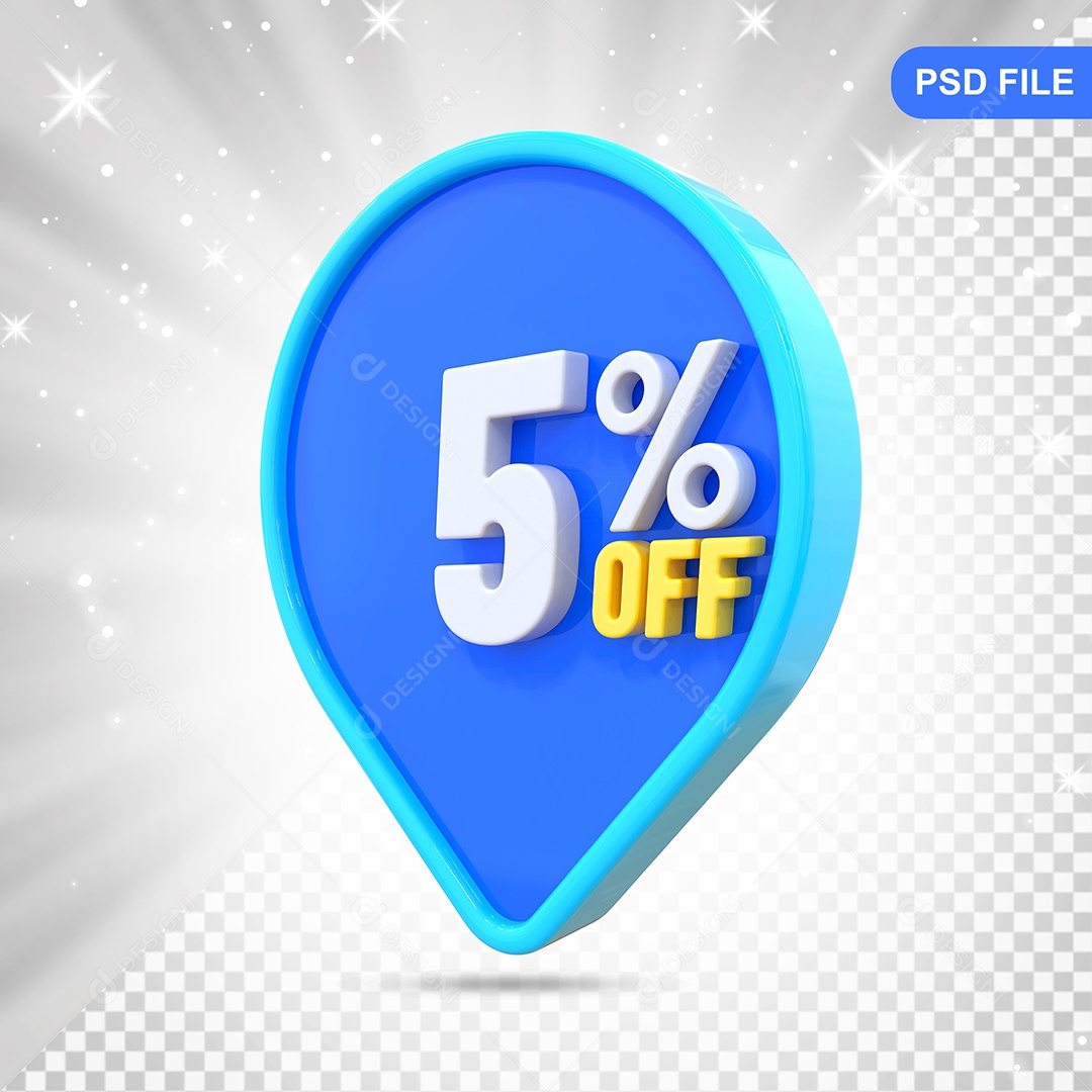 Desconto 5% Colorido Elemento 3D Para Composição PSD