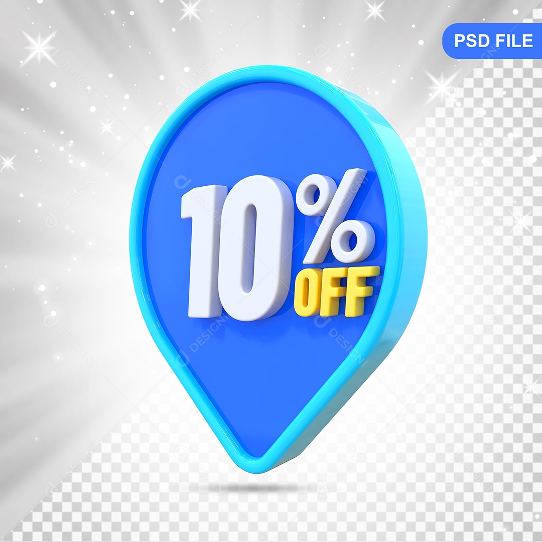 Desconto 10% Colorido Elemento 3D Para Composição PSD