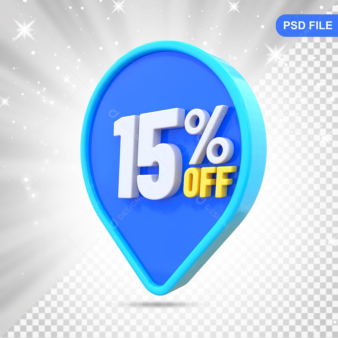 Desconto 15% Colorido Elemento 3D Para Composição PSD