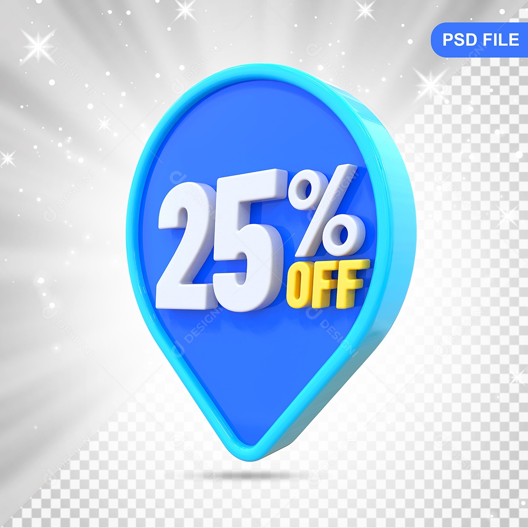 Desconto 25% Colorido Elemento 3D Para Composição PSD