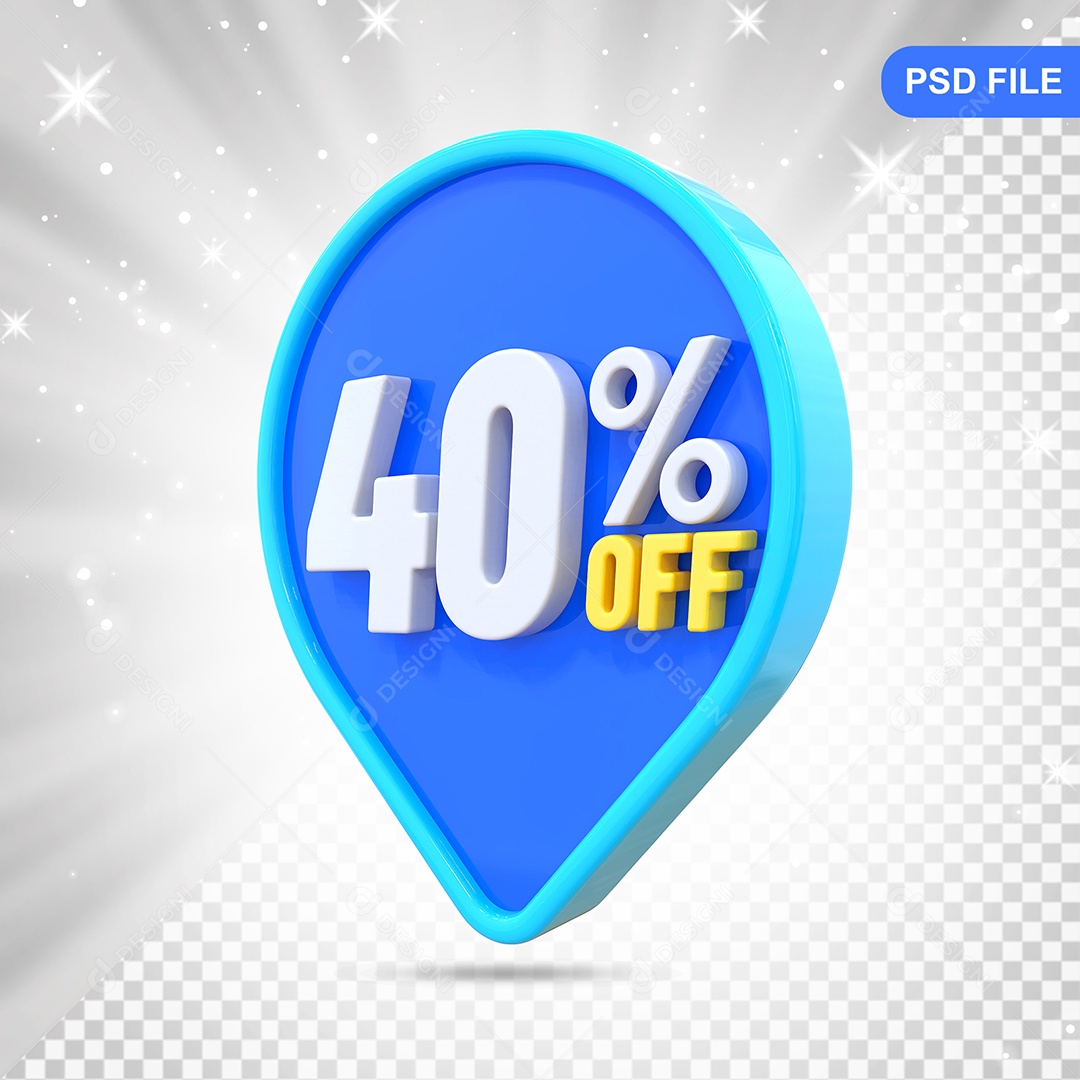 Desconto 40% Colorido Elemento 3D Para Composição PSD