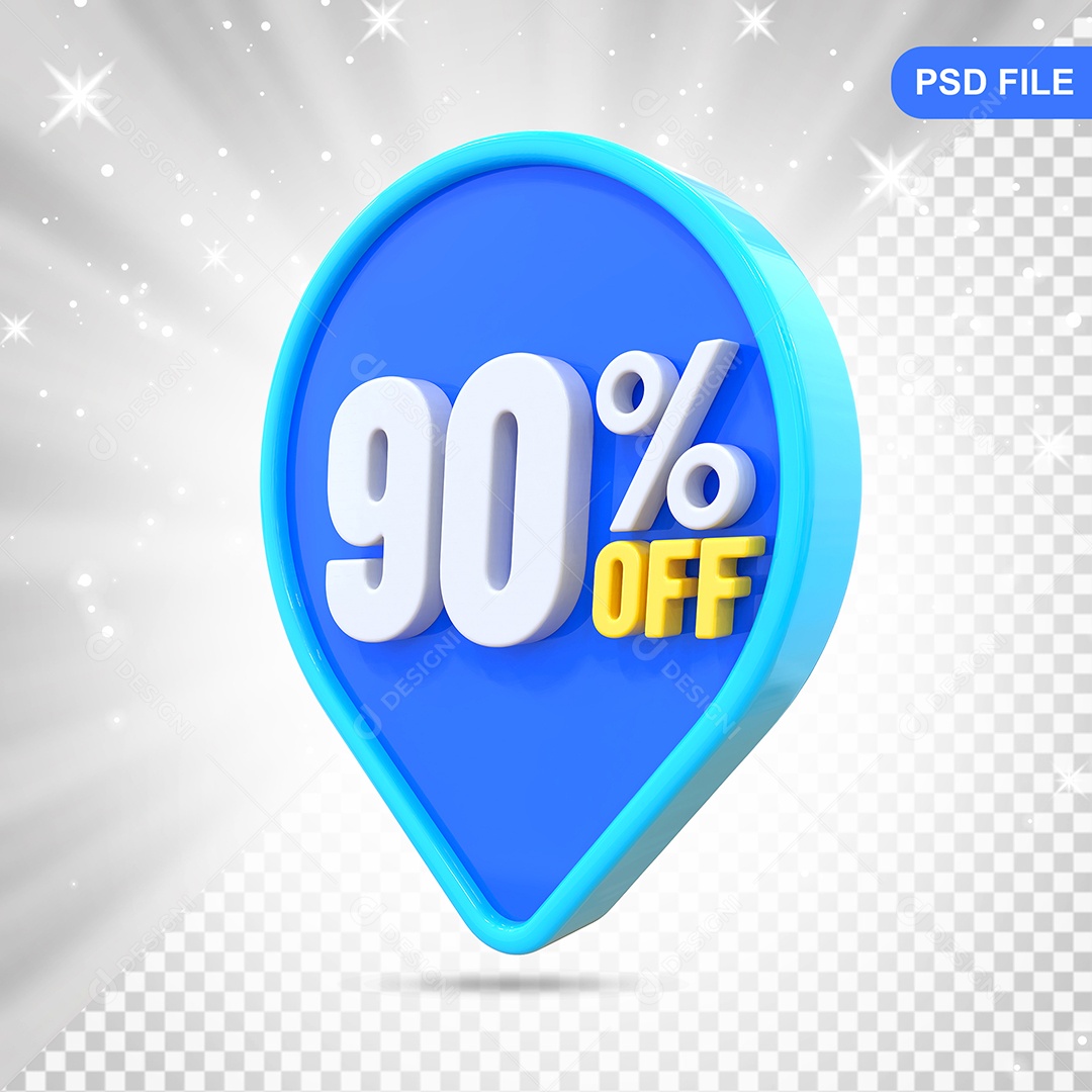 Desconto 90% Colorido Elemento 3D Para Composição PSD