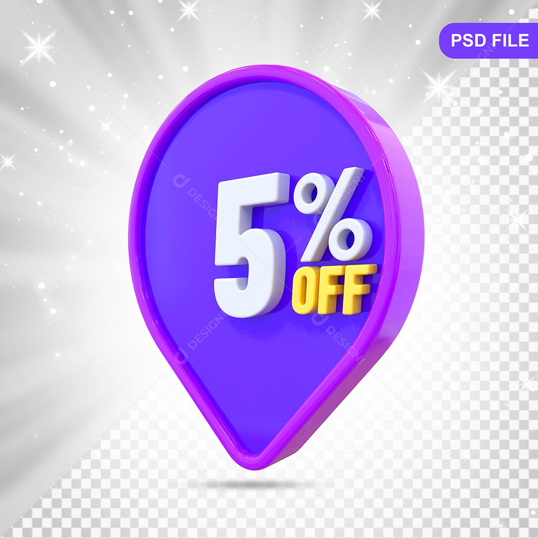Desconto 5% Colorido Elemento 3D Para Composição PSD