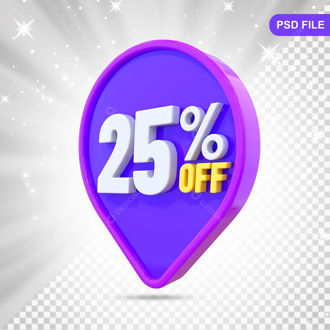 Desconto 25% Colorido Elemento 3D Para Composição PSD