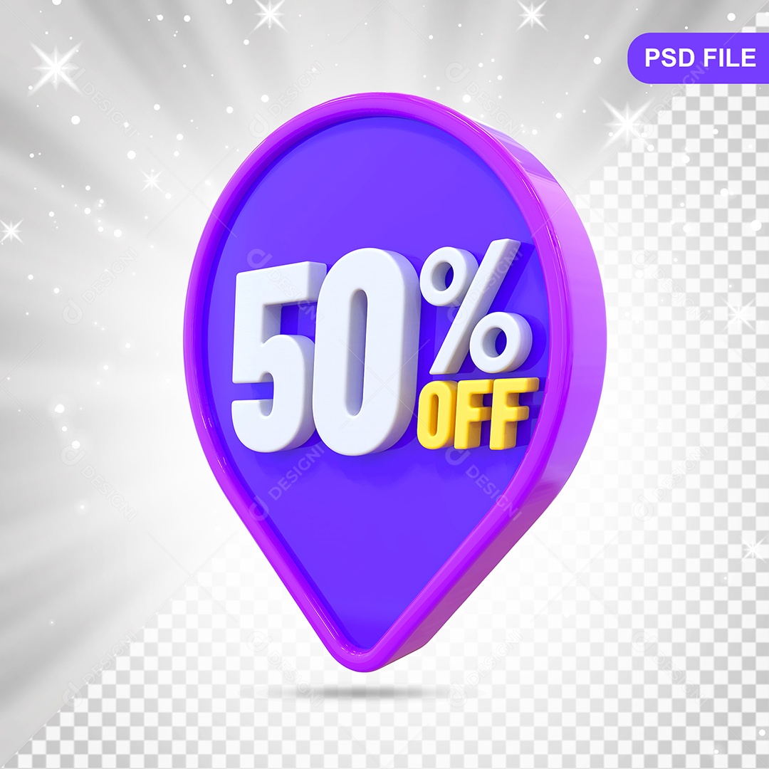 Desconto 50% Colorido Elemento 3D Para Composição PSD