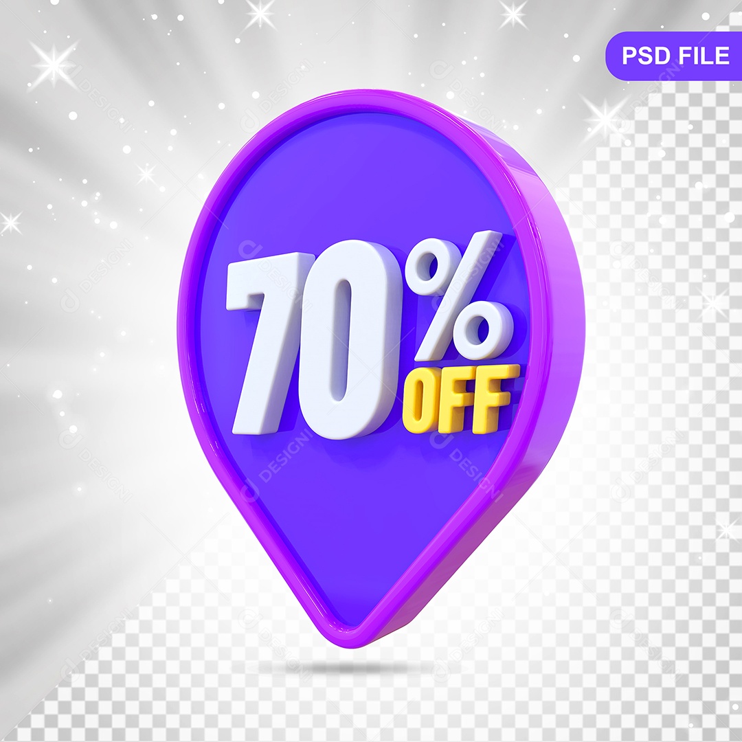 Desconto 70% Colorido Elemento 3D Para Composição PSD