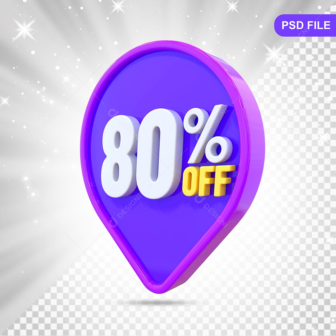 Desconto 80% Colorido Elemento 3D Para Composição PSD