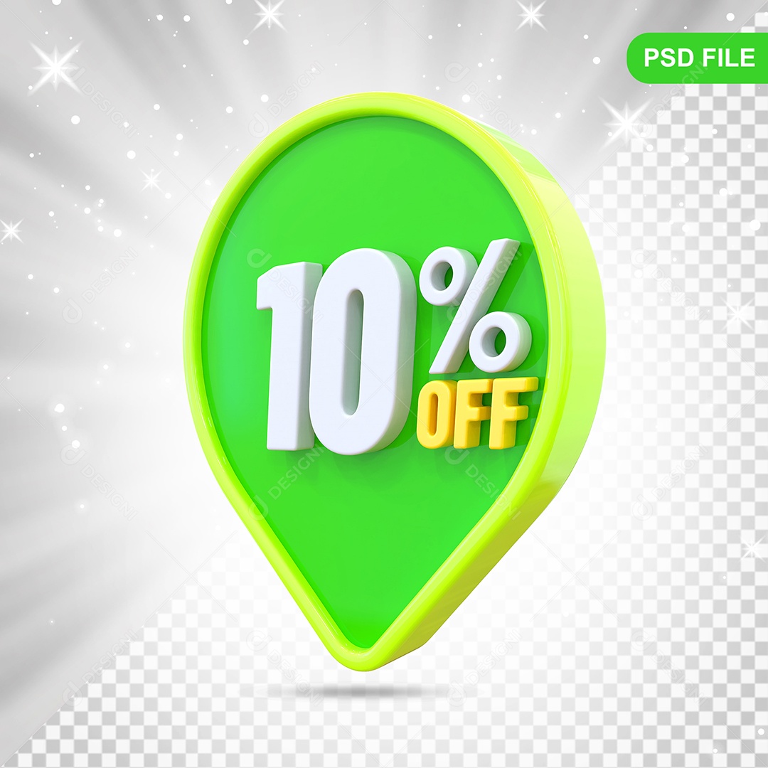 Desconto 10% Colorido Elemento 3D Para Composição PSD