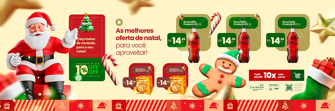 Carrossel Supermercado As Melhores Ofertas de Natal Social Media PSD Editável