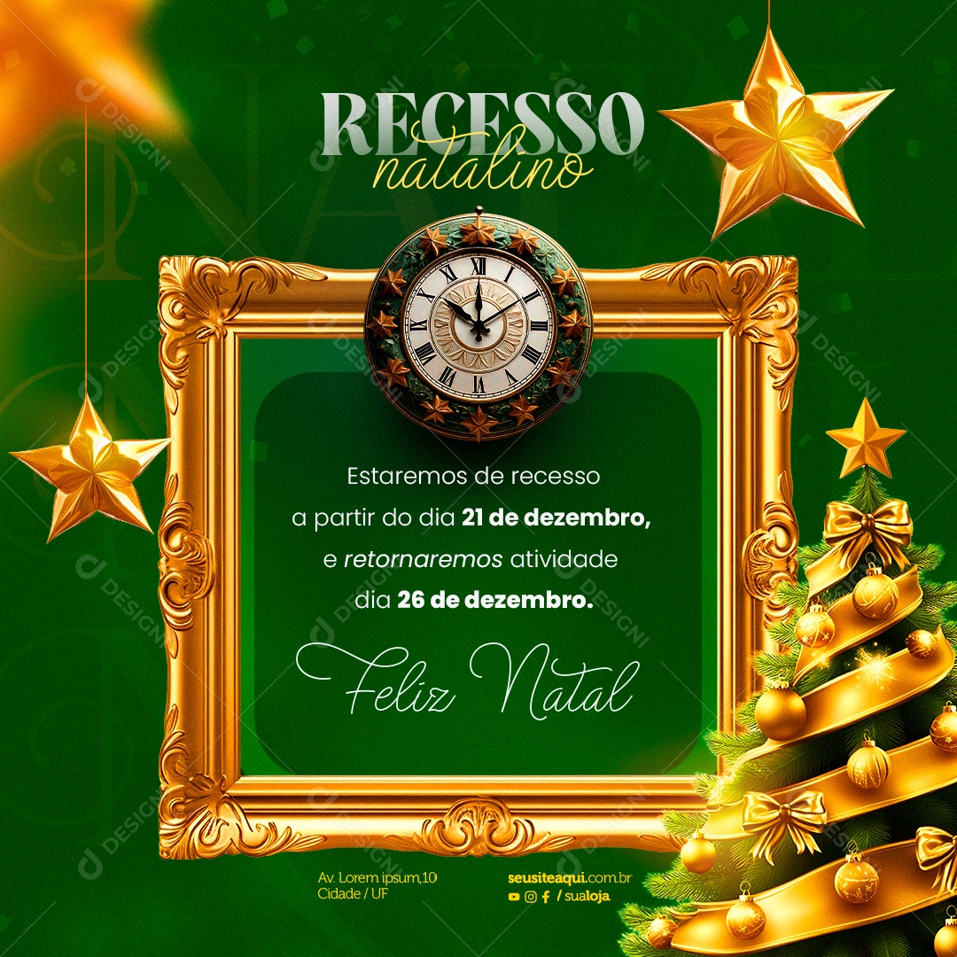Comunicado Recesso Natalino Social Media PSD Editável