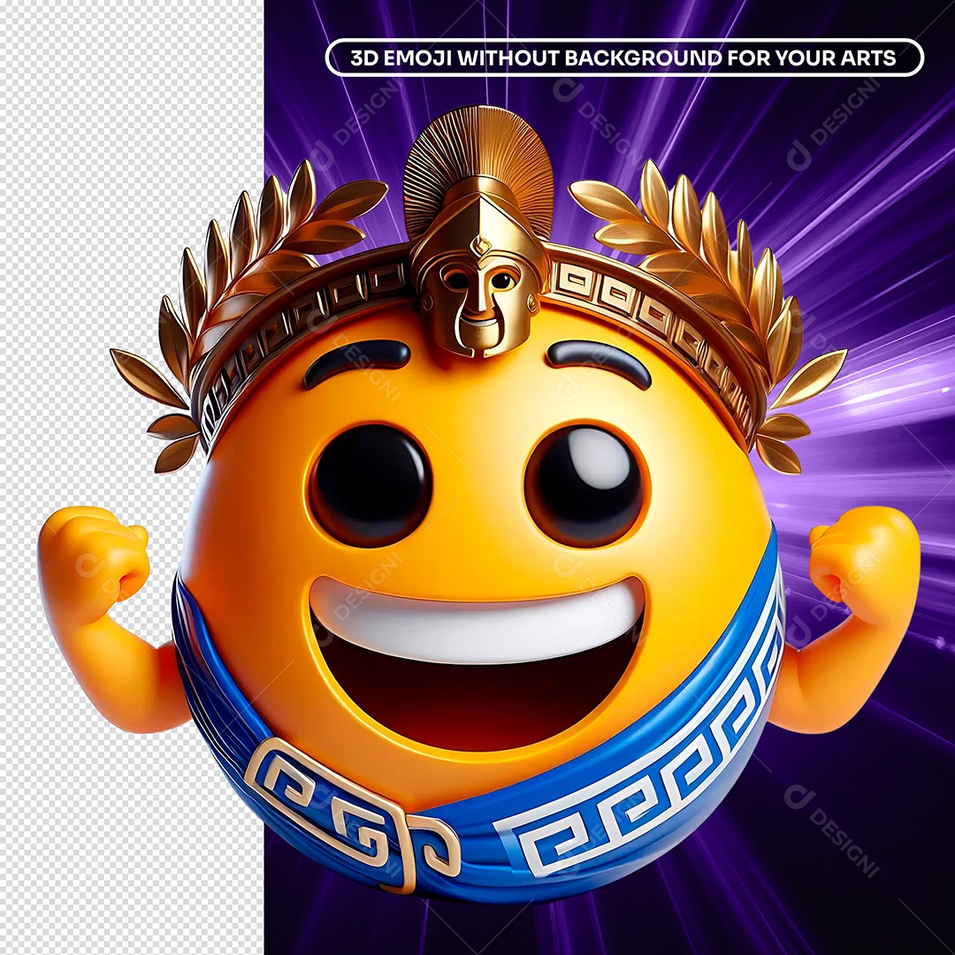 Elemento 3D Emoji Usando Coroa Feliz Sorridente para Composição PSD