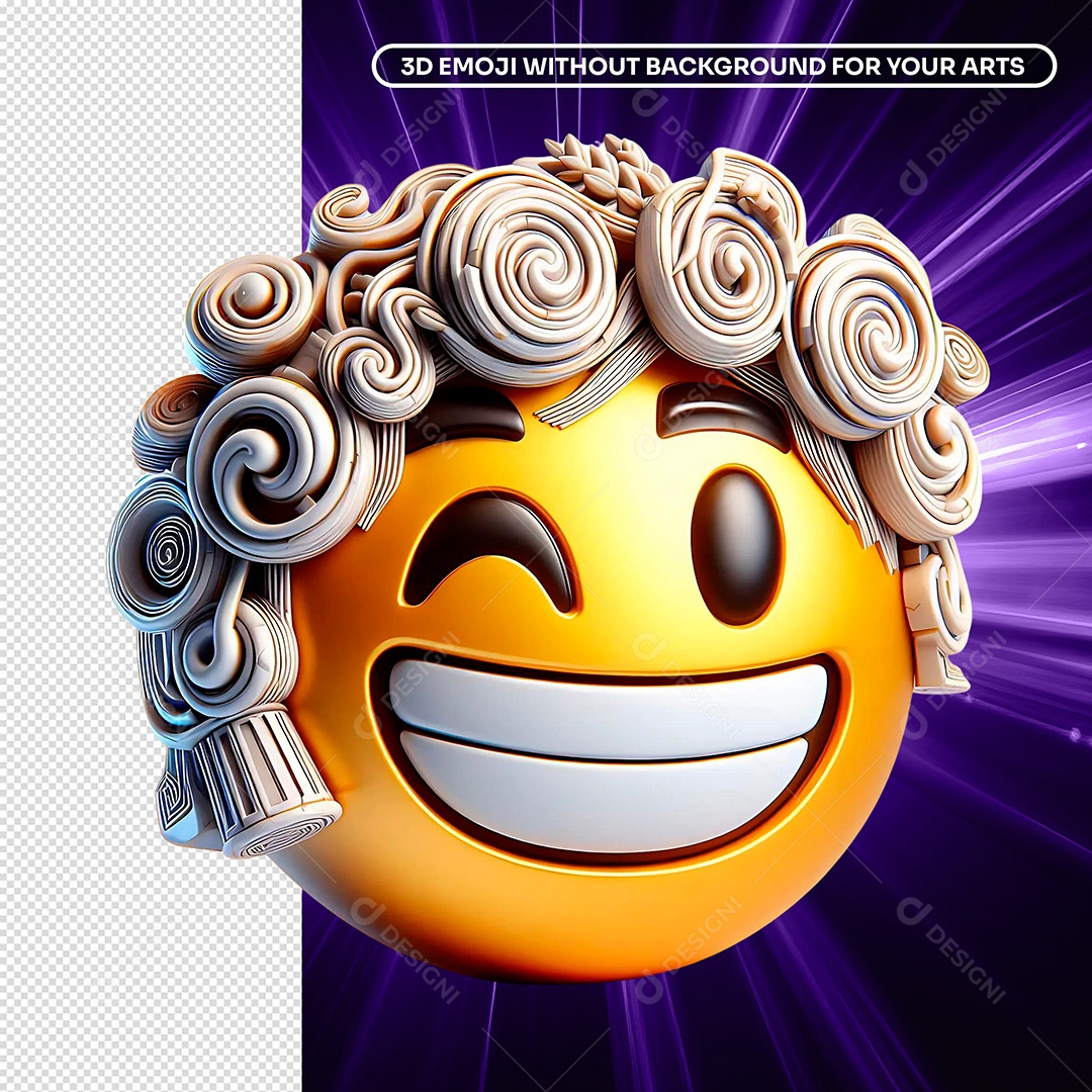 Elemento 3D Emoji Sorridente Piscando para Composição PSD