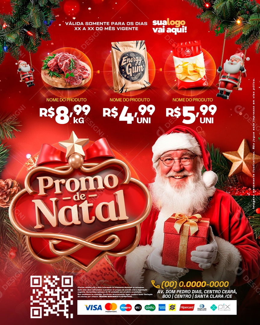 Tabloide Promo de Natal Supermercado Produtos Social Media PSD Editável