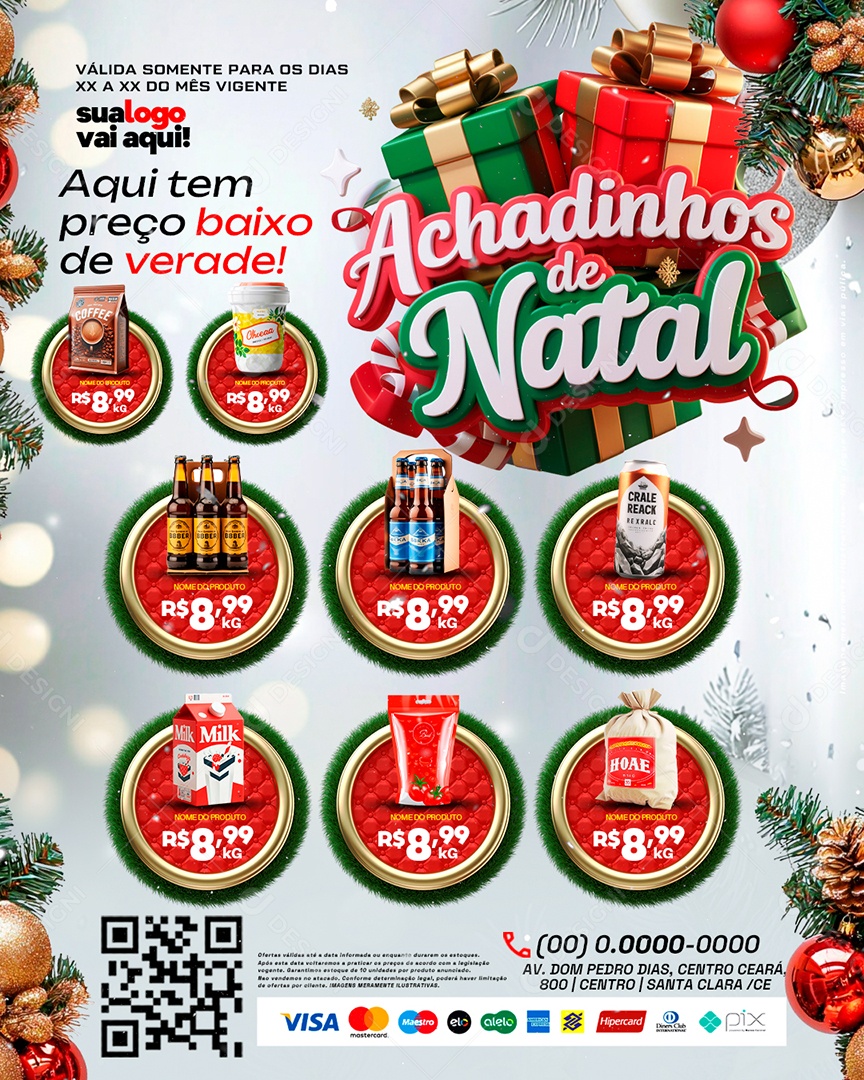 Tabloide Achadinhos de Natal Supermercado Produtos Social Media PSD Editável