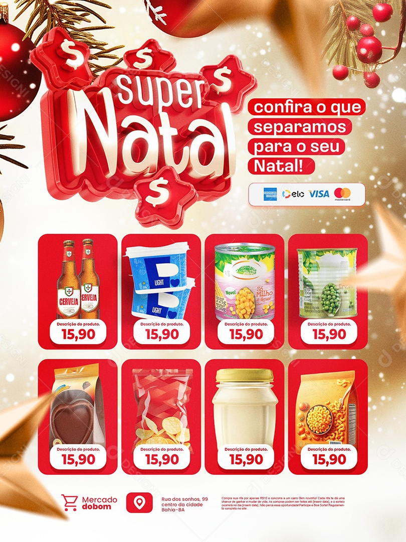 Super Natal Encarte Supermercado Produtos Social Media PSD Editável