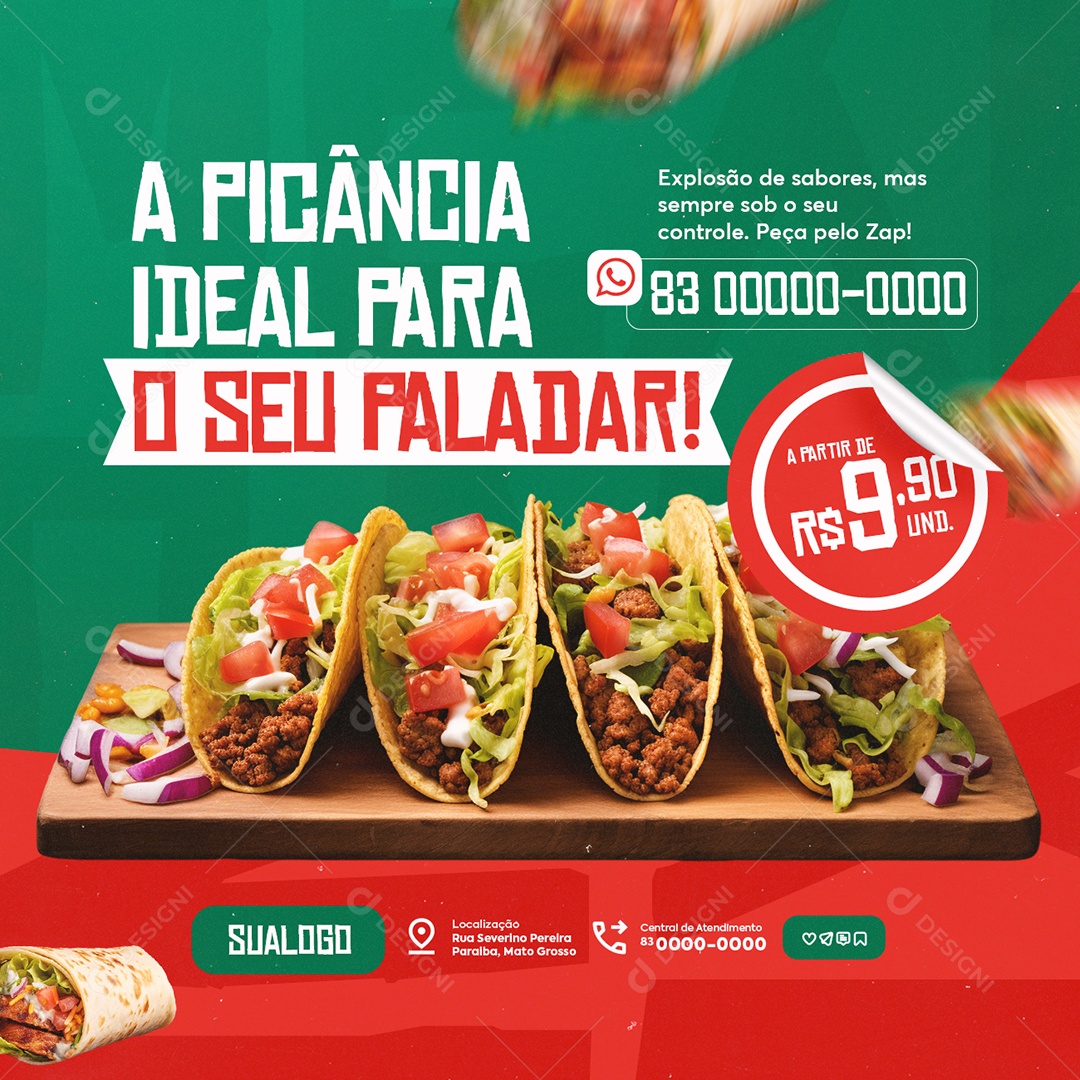 Restaurante Mexicano a Picância Ideal para o Seu Paladar Social Media PSD Editável