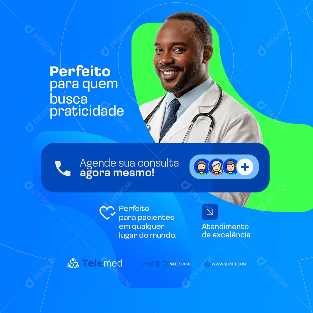 Telemedicina Perfeito para Quem Busca Praticidade Social Media PSD Editável