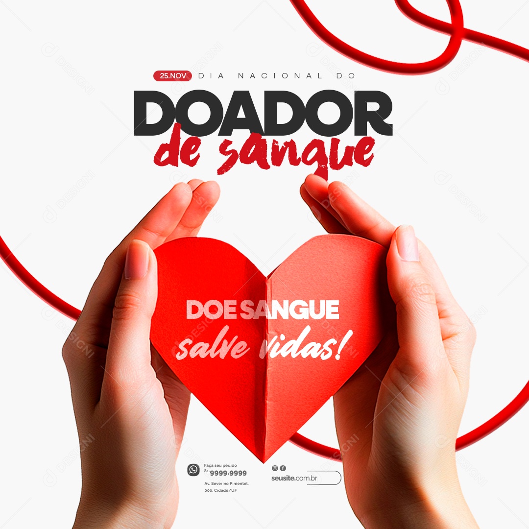 Dia Nacional do Doador de Sangue 25 de Novembro Social Media PSD Editável
