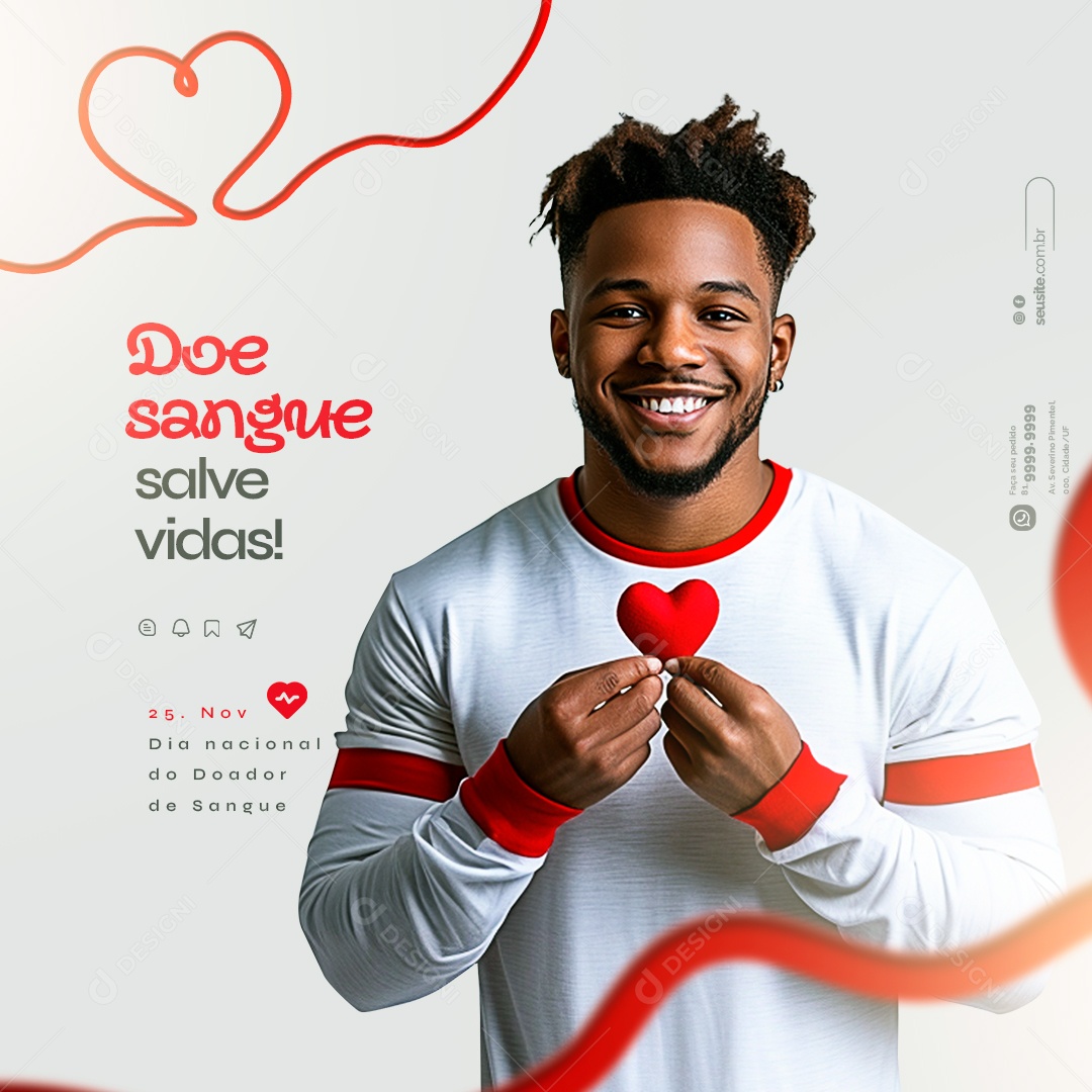 Dia Nacional do Doador de Sangue 25 de Novembro Social Media PSD Editável