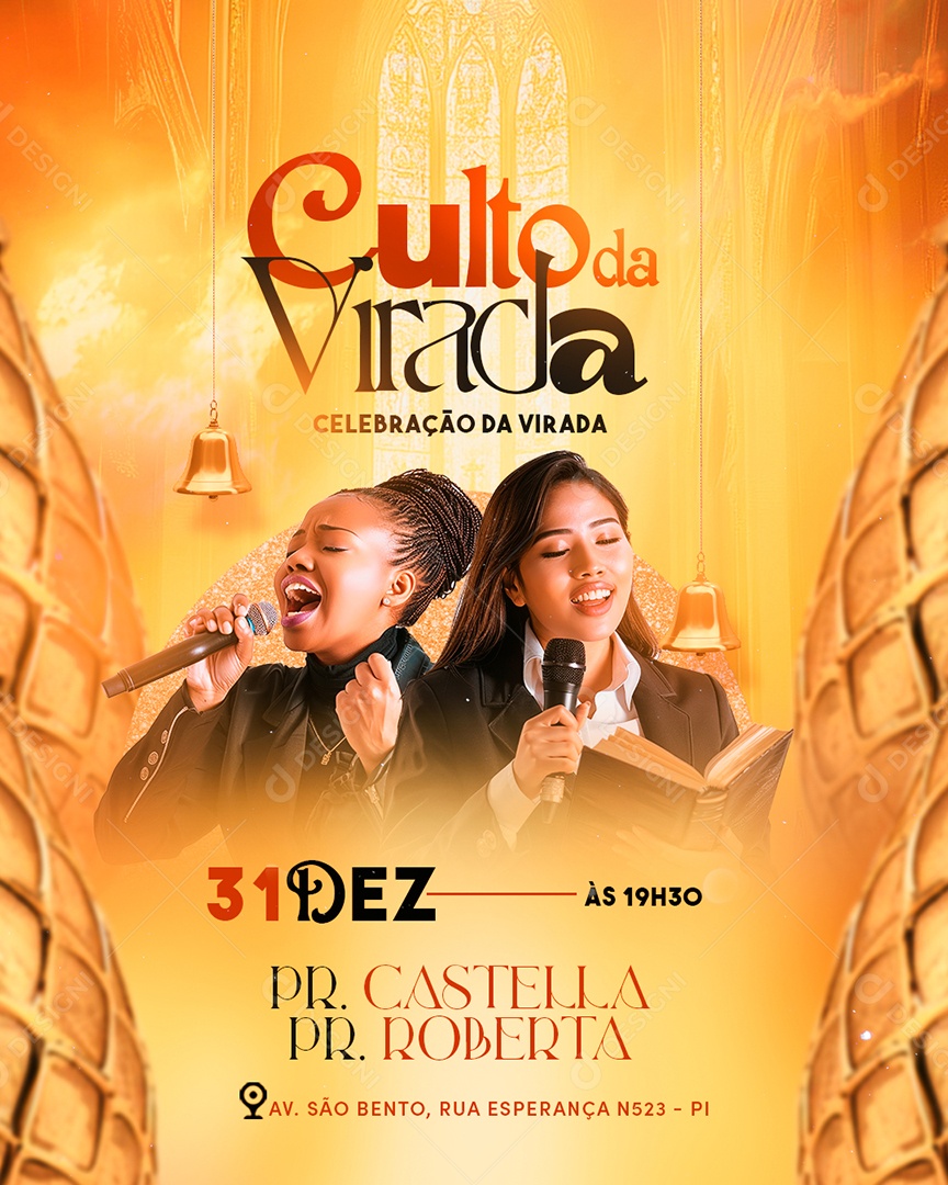 Gospel Culto da Virada Social Media PSD Editável