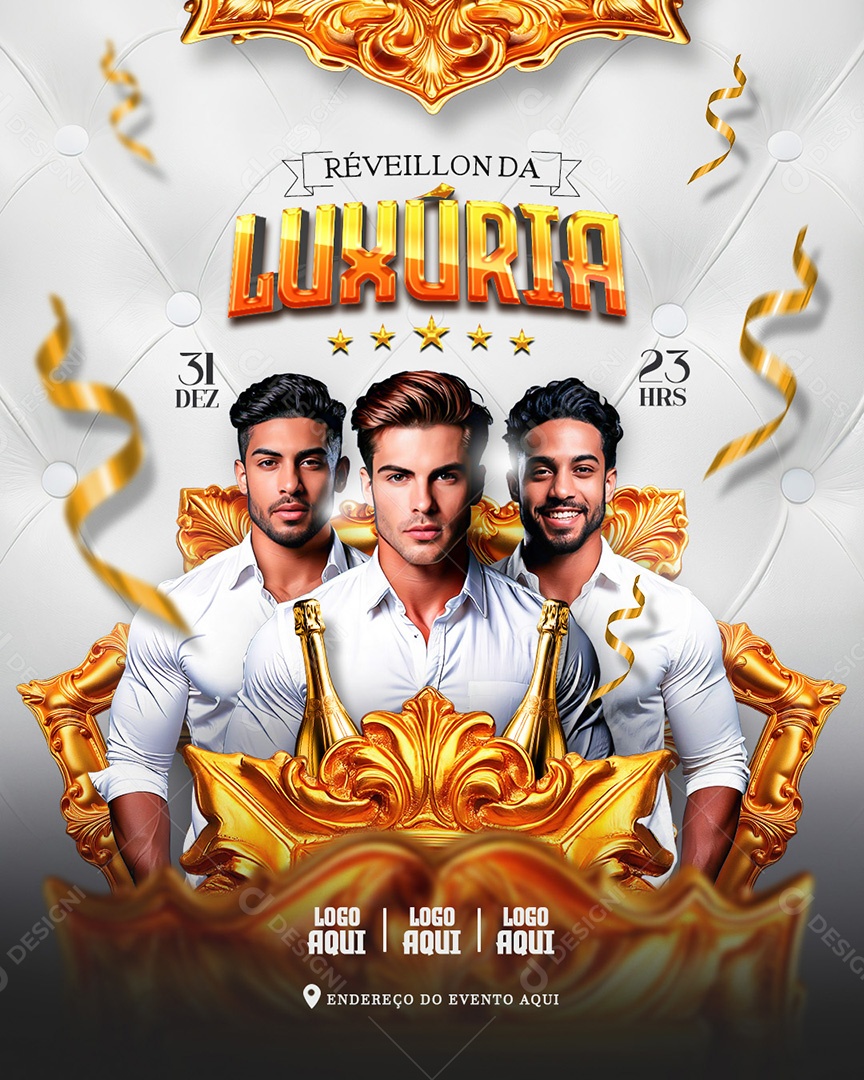 Flyer Réveillon da Luxúria Shows Social Media PSD Editável