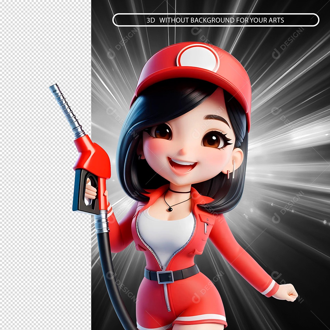 Personagem Frentista de Posto Elemento 3D Para Composição PSD