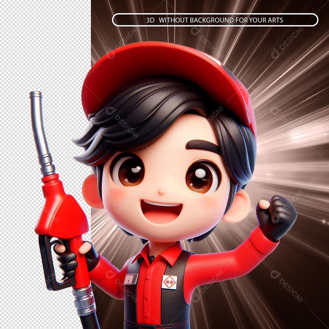 Personagem Frentista de Posto Elemento 3D Para Composição PSD