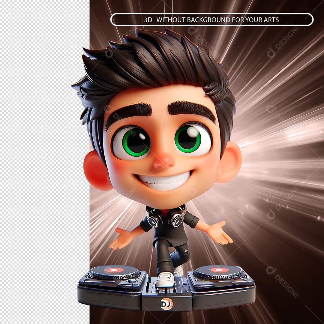 Personagem DJ Feliz Sorridente Elemento 3D Para Composição PSD