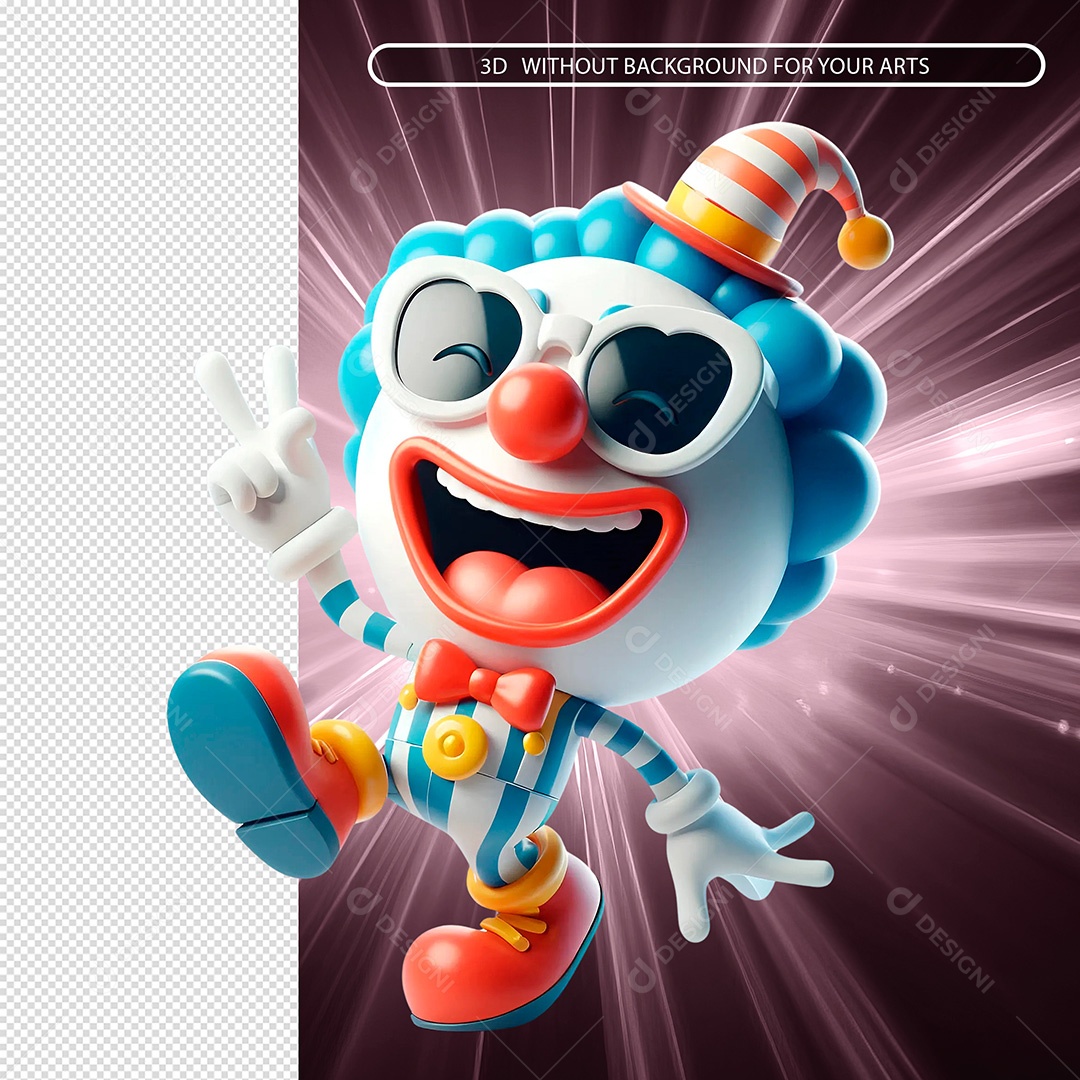 Palhaço Feliz Elemento 3D Para Composição PSD