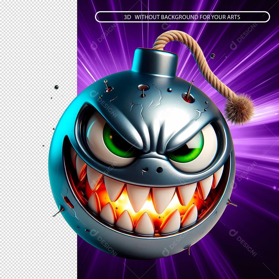 Bomba Assustadora Elemento 3D Para Composição PSD.