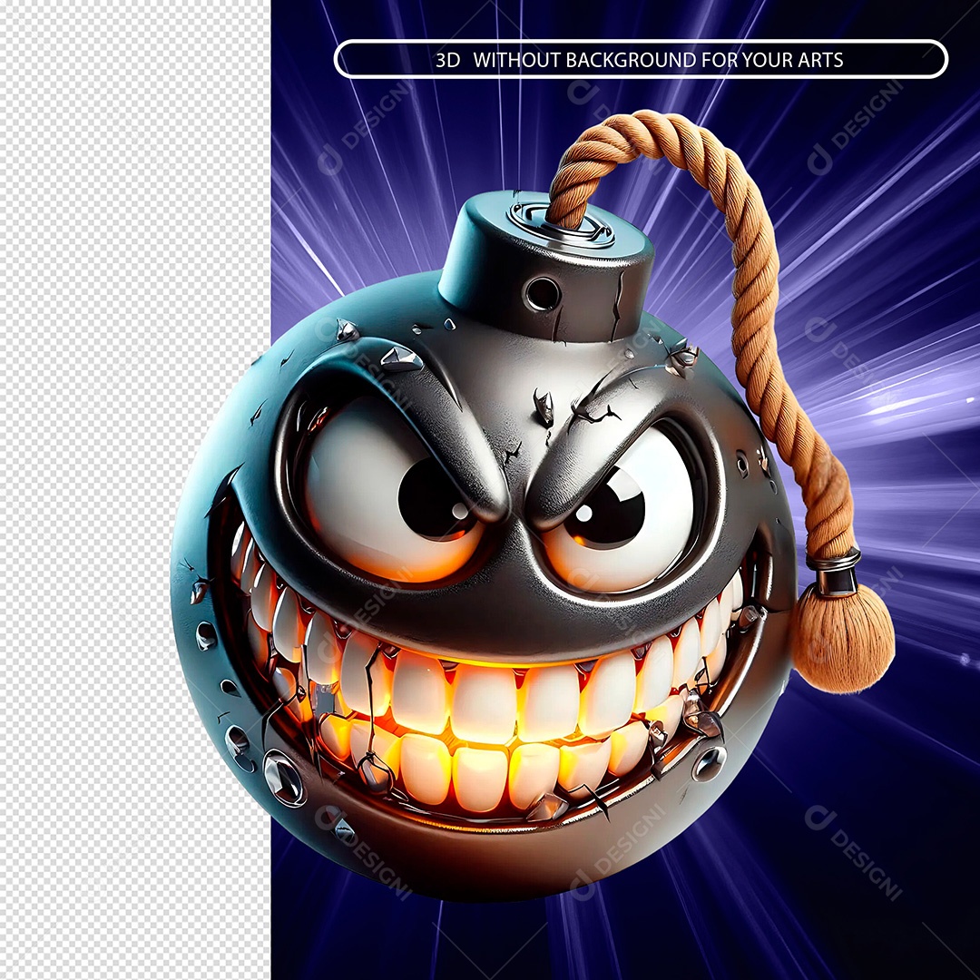 Bomba Assustadora Elemento 3D Para Composição PSD.