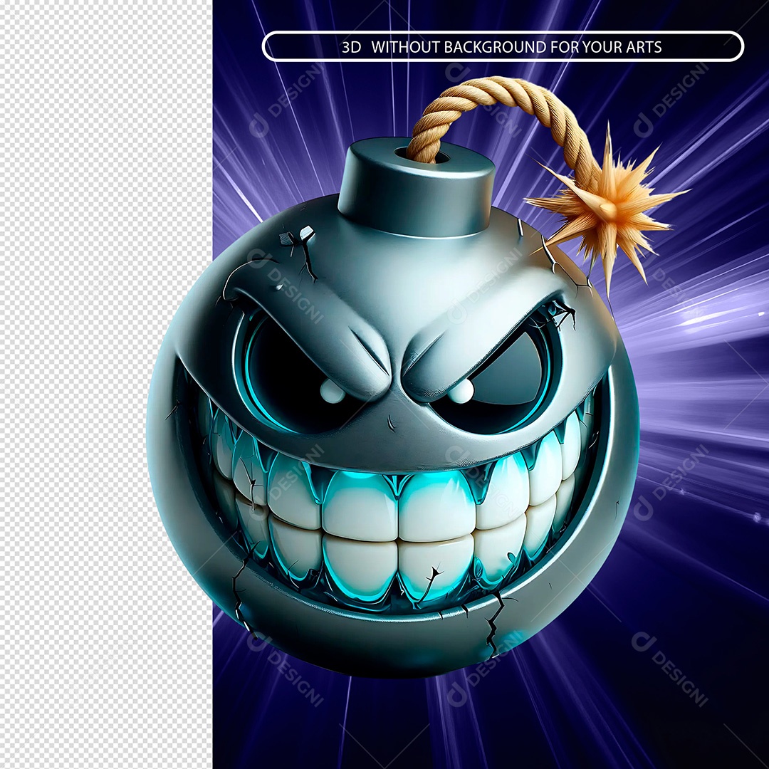 Bomba Assustadora Elemento 3D Para Composição PSD.