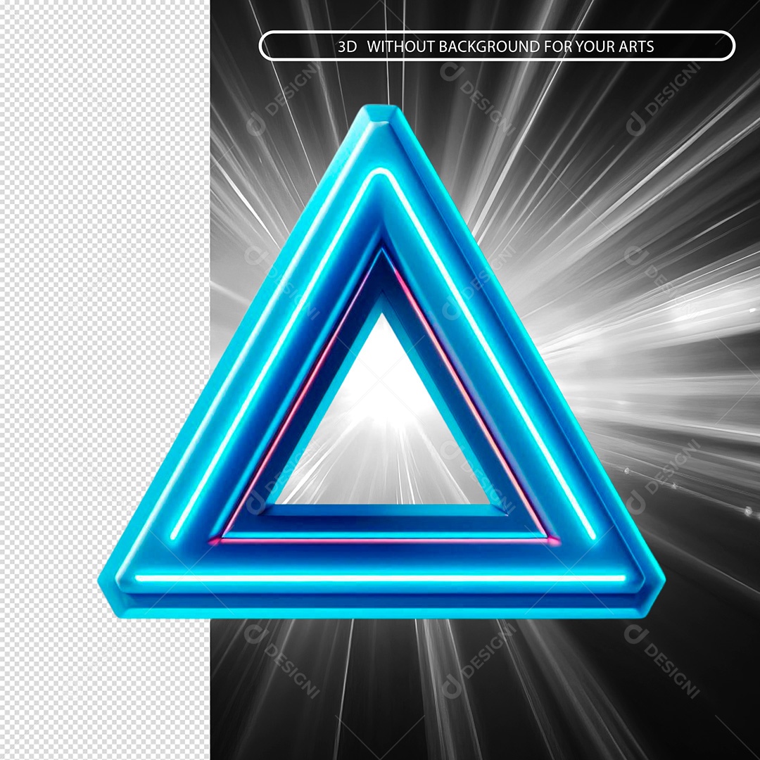 Triangulo com Luz Neom Elemento 3D para Composição PSD