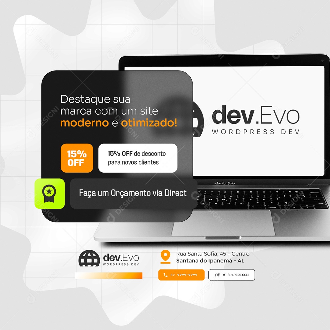 WordPress Destaque sua Marca Social Media PSD Editável