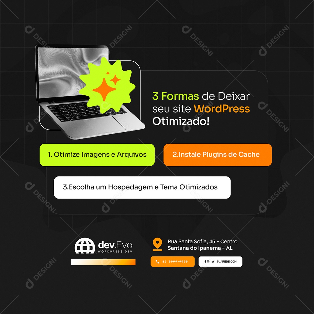 WordPress Três Formas de Deixar seu Site Otimizado Social Media PSD Editável