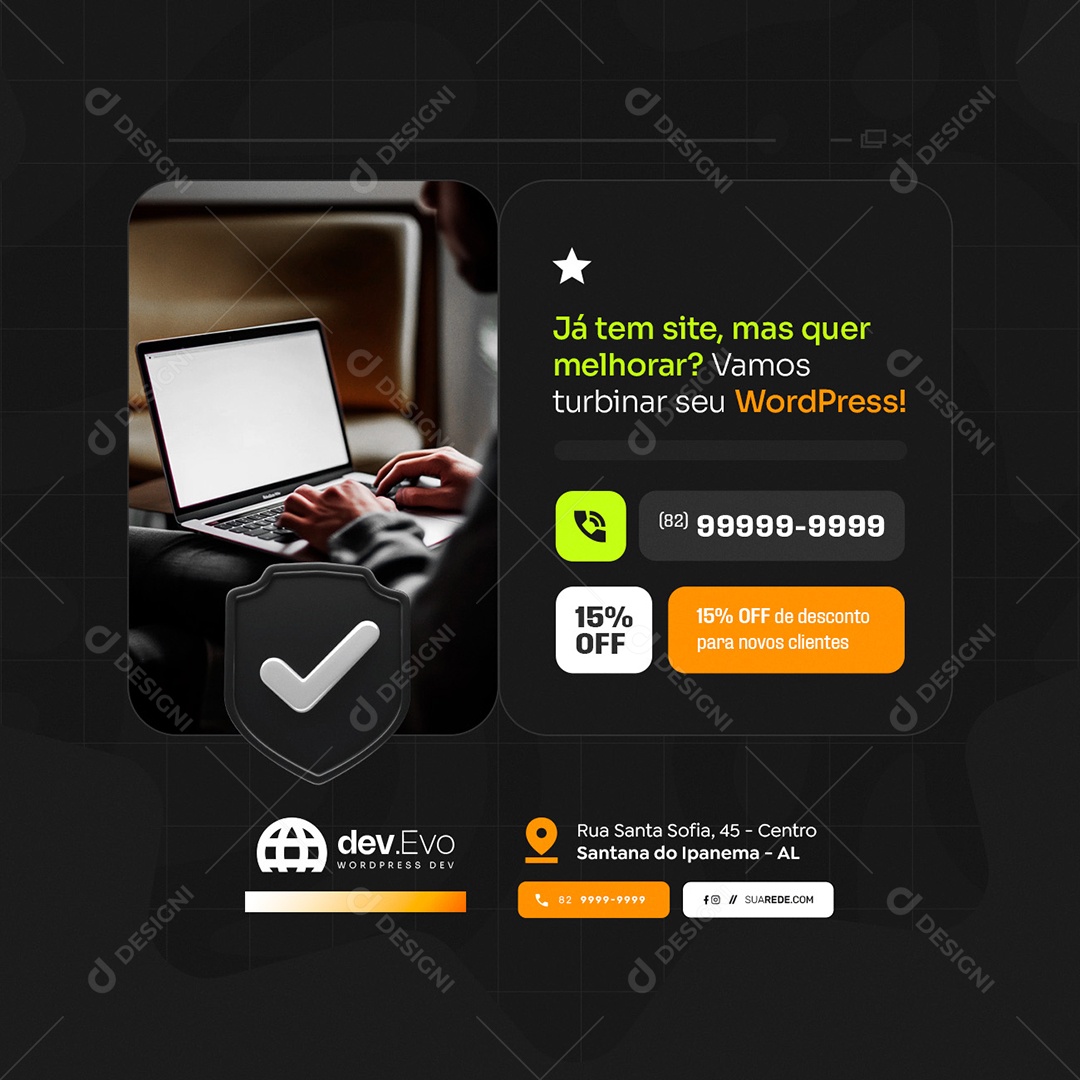 WordPress Já Tem Site Social Media PSD Editável