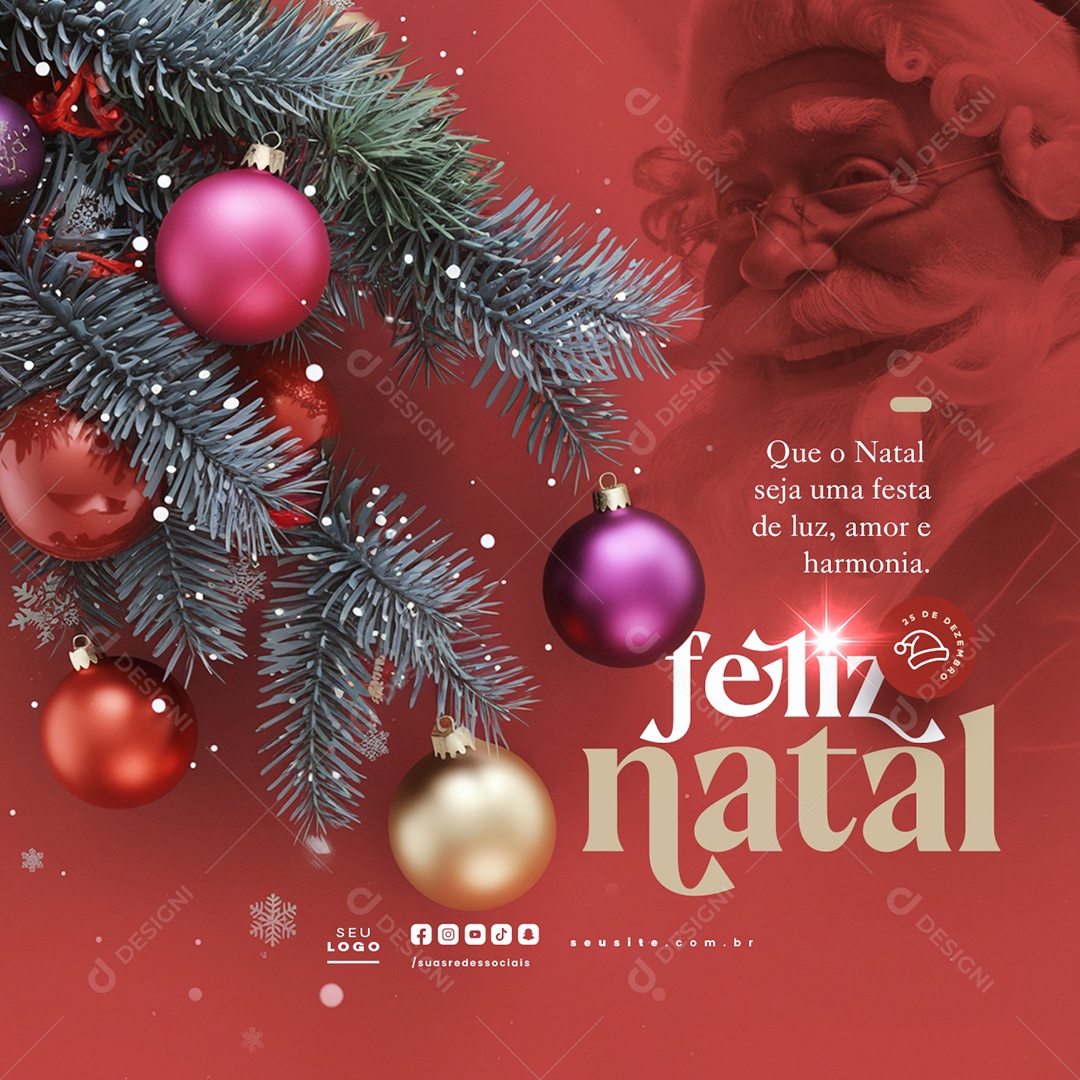 Feliz Natal 25 de Dezembro Social Media PSD Editável