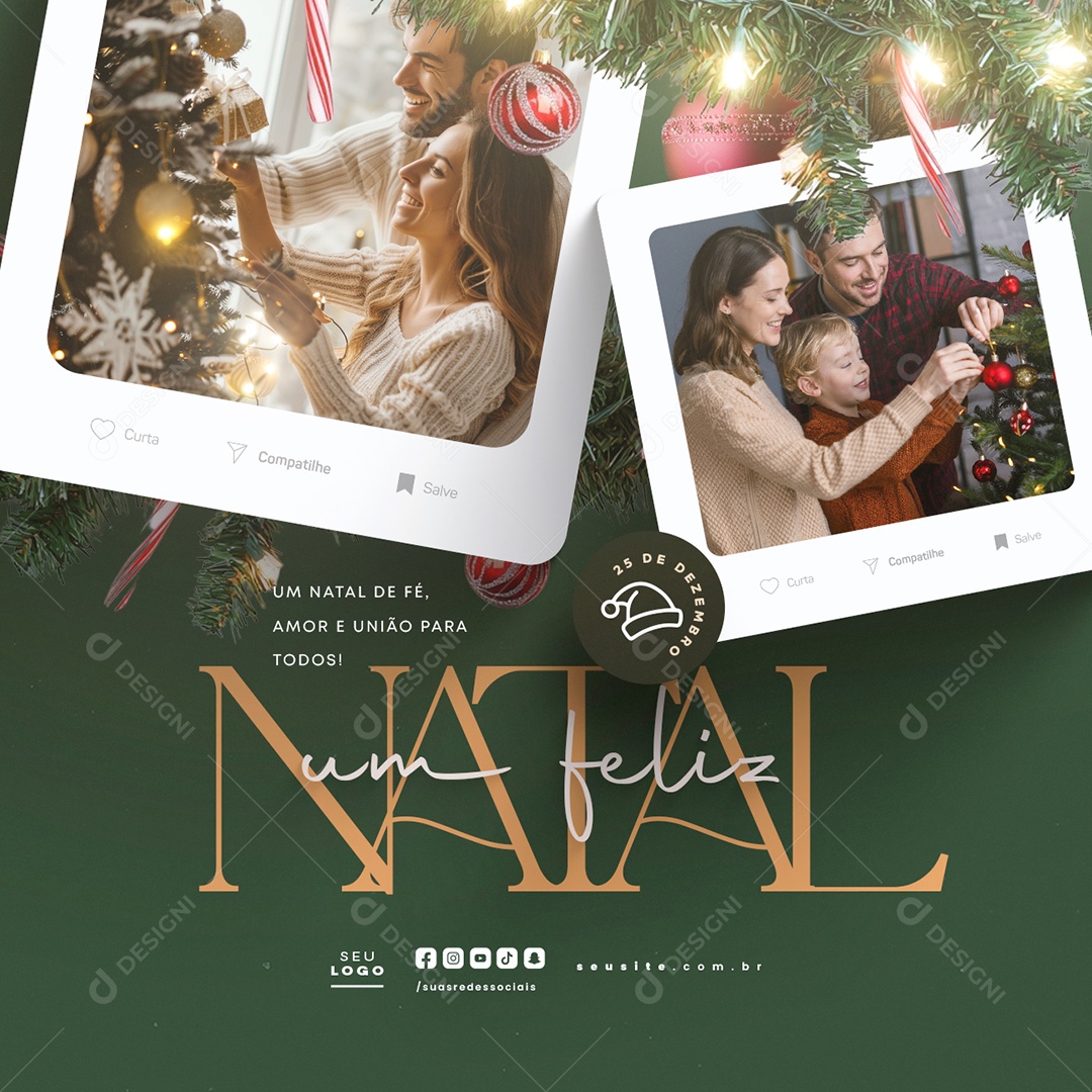 Um Feliz Natal 25 de Dezembro Social Media PSD Editável