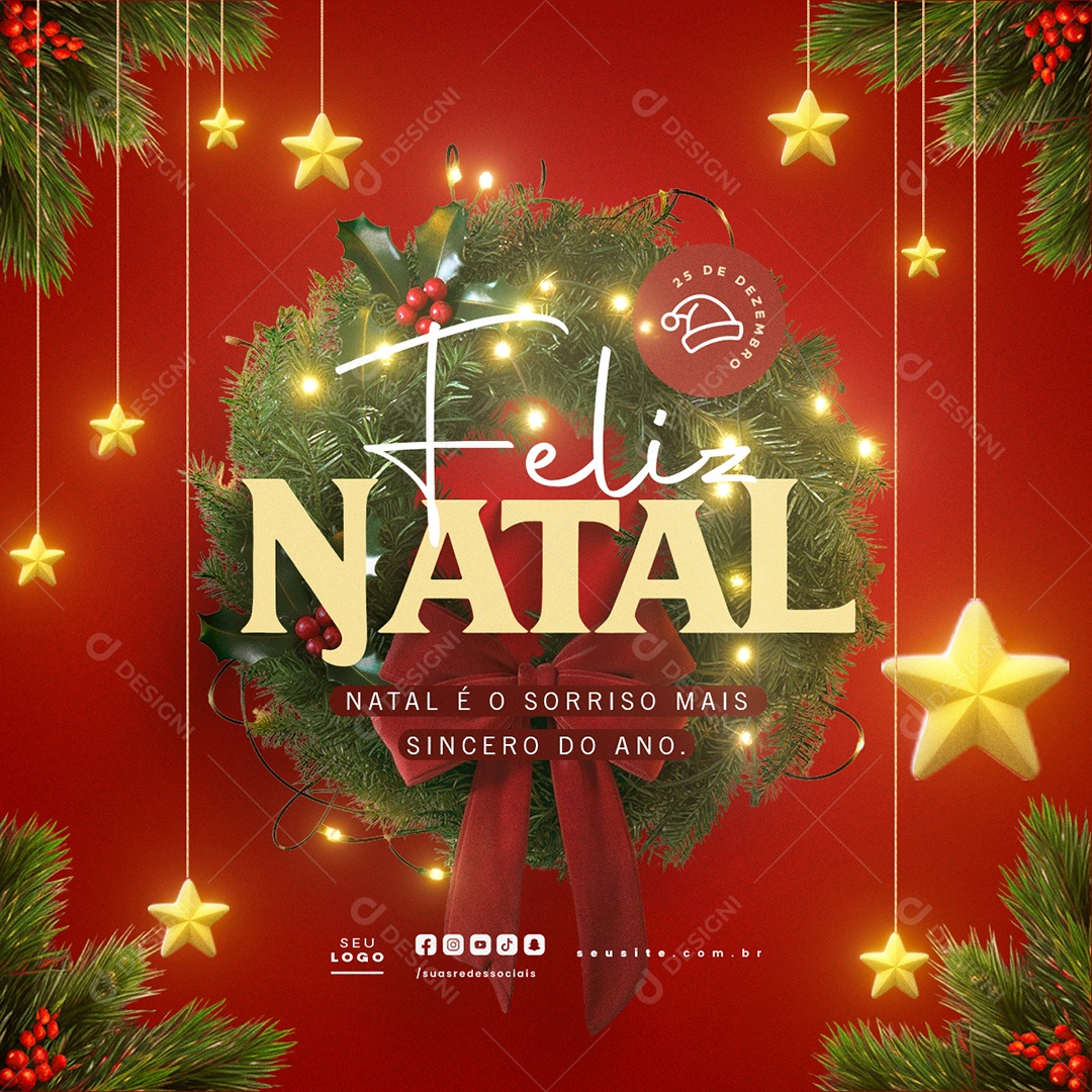 Feliz Natal 25 de Dezembro Social Media PSD Editável