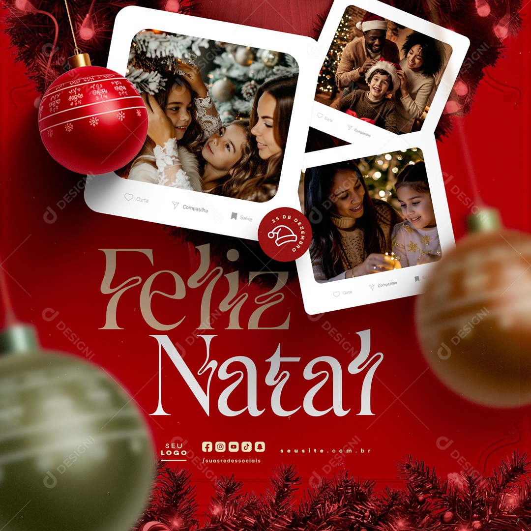 Feliz Natal 25 de Dezembro Social Media PSD Editável