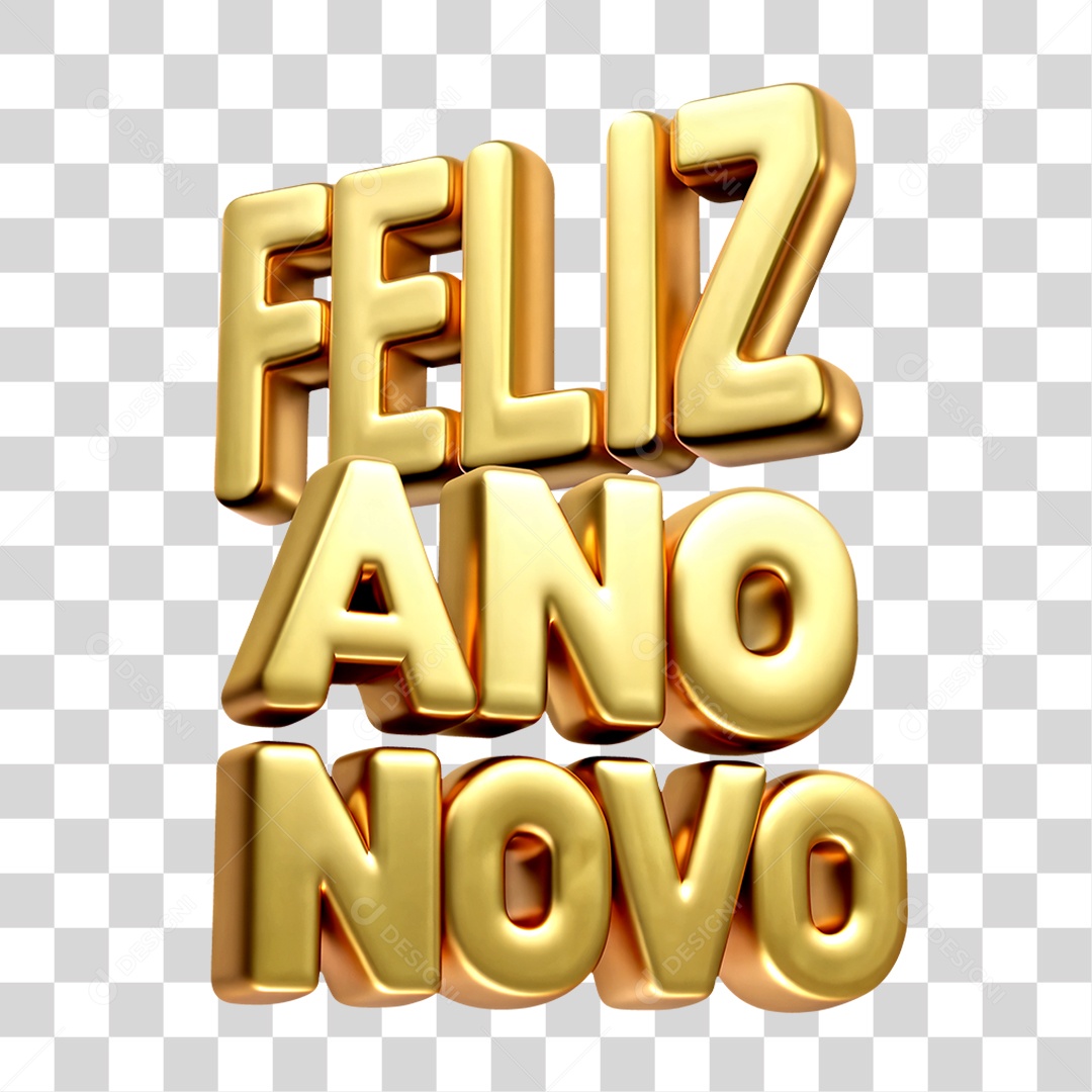 Selo 3D Feliz Ano Novo Para Composição PNG Transparente