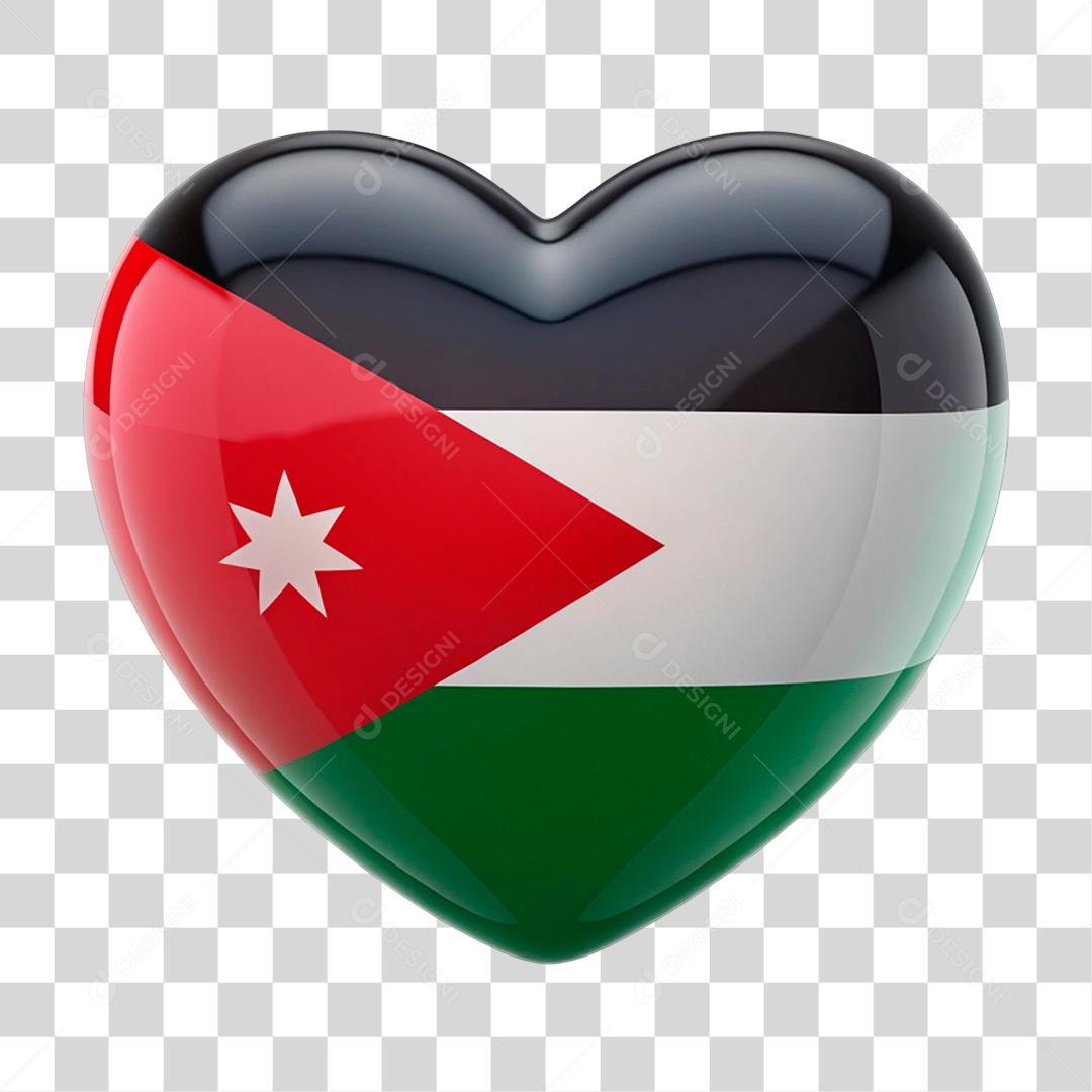 Coração Nas Cores da Bandeira da Jordânia PNG Transparente
